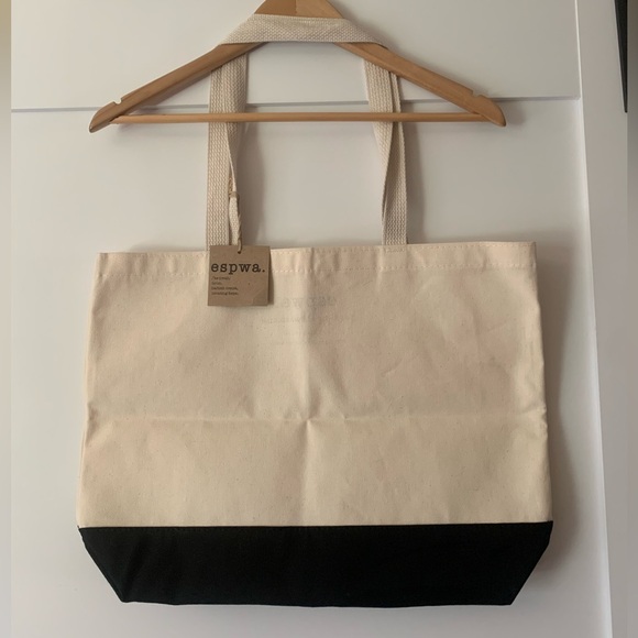 The Shop Forward ESPWA 4 Things TEACHER Canvas Tote Bag Cream Black - Picture 2 of 9